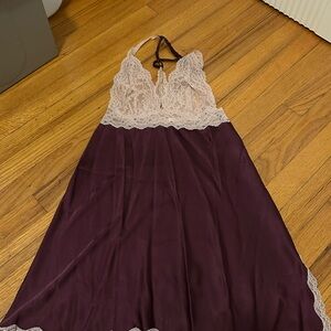 Victoria's Secret Plum and Cream Lace Chemise